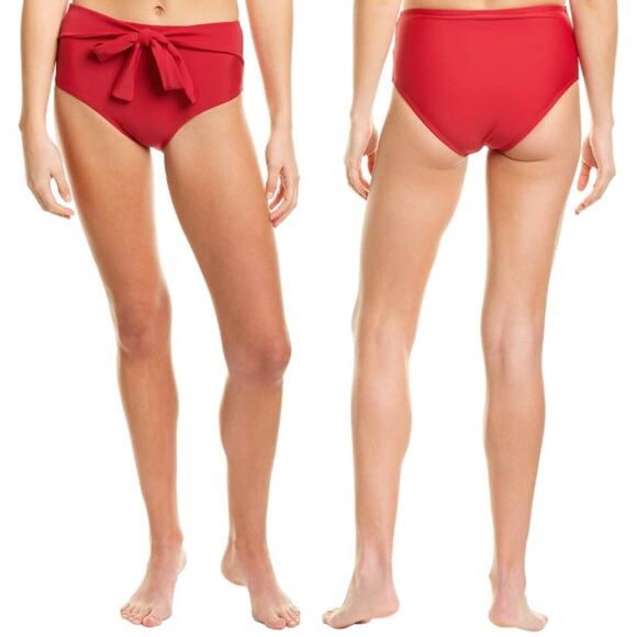 NWT Andrea Iyamah Maven High Waisted Bikini Bottom Red Womens Size XS Beach Swim - Picture 2 of 5